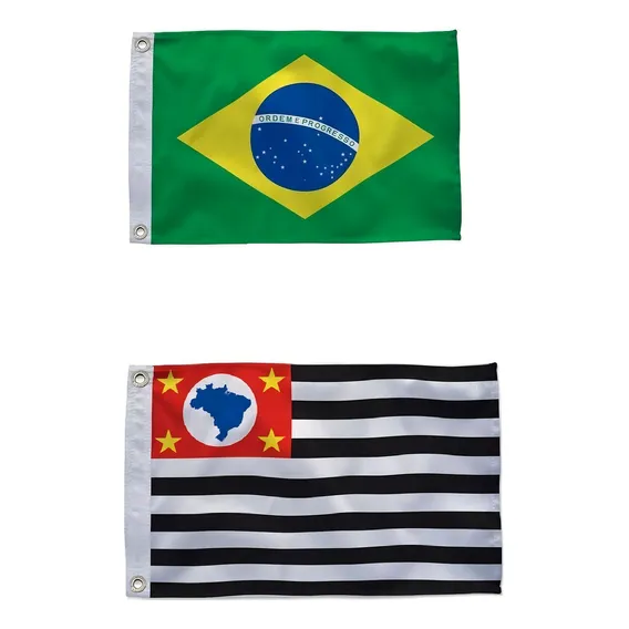Kit Bandeira São Paulo + Bandeira Do Brasil (90x150cm) Foto 1