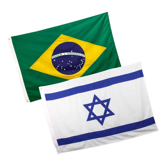 Kit Bandeiras Brasil E Israel 1,60x1,13 Bordada Foto 1
