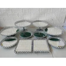 Kit Bandejas 10 Peças + Espelho ( Imediato) Cor Prateado Com Pedras Foto  mini 1