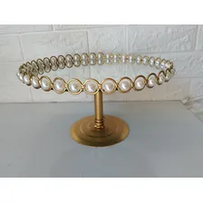 Kit Bandejas 3 Peças Em Perolas Cor Dourado Com Perolas Foto mini 4