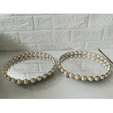 Kit Bandejas 4 Peças + Espelhos Imediato Cor Dourado Com Perolas Foto mini  3