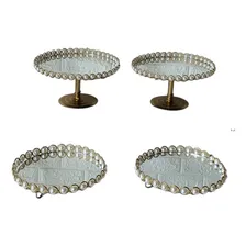 Kit Bandejas 4 Peças + Espelhos Imediato Cor Dourado Com Perolas Foto mini  2