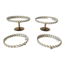 Kit Bandejas 4 Peças + Espelhos Imediato Cor Dourado Com Perolas Foto  mini 1