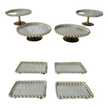Kit Bandejas 8 Peças + Espelho ( Imediato) Cor Dourado Com Perolas Foto  mini 1