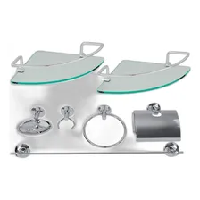 Kit Banheiro Acessórios Completo Aço Inox 7 Peças Prateleira Foto mini 1