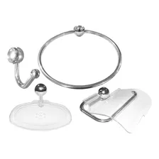 Kit Banheiro Acessórios Em Acrílico 5 Peças Cromadas Tivoli Foto mini 2