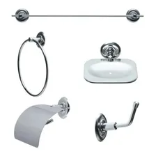 Kit Banheiro Completo 5 Peças Em Inox Qualidade Luxo 5 Anos Foto mini 1