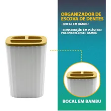 Kit Banheiro Conjunto Acessórios Lixeira Lavabo 4 Peças Luxo De Bambu Quadrado Foto mini 3