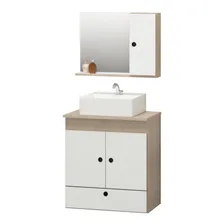 Kit Banheiro Gabinete + Pia + Espelheira Retro Luxo 60cm Pia Branco Móvel Pode Foto  mini 1