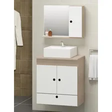 Kit Banheiro Gabinete + Pia + Espelheira Retro Luxo 60cm Pia Branco Móvel Pode Foto mini  2