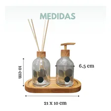 Kit Banheiro Lavabo Bambu Bandeja Porta Escova Sabonete 3 Pç Cor Madeira Foto mini 3