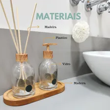 Kit Banheiro Lavabo Bambu Bandeja Porta Escova Sabonete 3 Pç Cor Madeira Foto mini 4