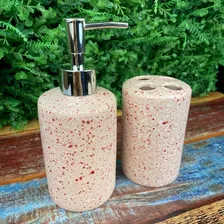 Kit Banheiro Lavabo Conjunto 2 Peças Rosa Cerâmica Foto mini  2