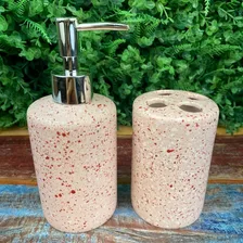 Kit Banheiro Lavabo Conjunto 2 Peças Rosa Cerâmica Foto mini  3