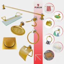 Kit Banheiro Metal Inox + P Shampoo Vidro + Ralo Click 10x10 Foto mini 4