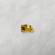 Kit Banheiro Quadrado Inox Dourado Luxo Acessórios 4 Peças Foto mini 4