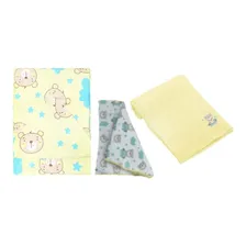 Kit Banho Com 3 Peças Pano De Boca Fralda E Toalha Com Capuz Cor Amarelo Foto  mini 1