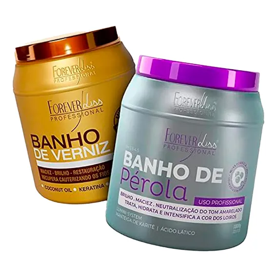 Kit Banho De Pérola 1kg E Banho De Verniz 1kg Forever Liss Foto 1