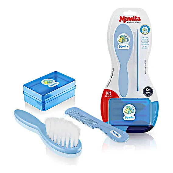 Kit Banho Para BebĂȘ Escova Pente Saboneteira - Kit Banho Infantil - Kit Banho BebĂȘ Foto 1