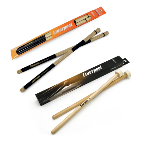Kit Baqueta Para Prato Feltro, Baqueta Double Rods Liverpool Cor Natural Foto 1