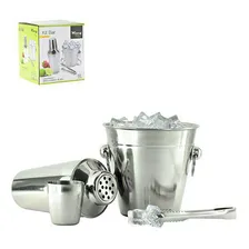 Kit Bar 3 Peças: Coqueteleira Inox + Balde Gelo + Pegador Foto mini 1