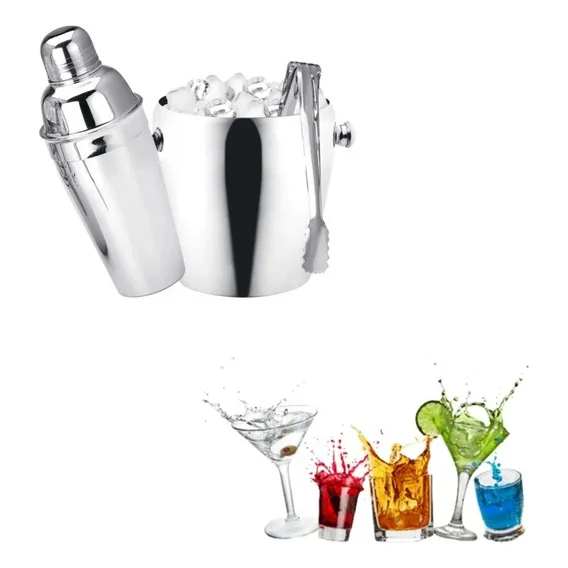 Kit Bar Coqueteleira, Balde, Pegador Gelo - Caipirinha -inox Foto 1