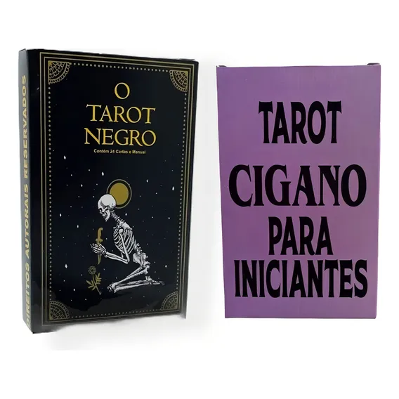 Kit Baralho Tarot Negro E Tarot Cigano Para Iniciantes Foto 1