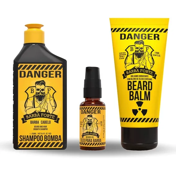 Kit Barba Forte Shampoo + Balm + Óleo 30ml Danger Foto 1