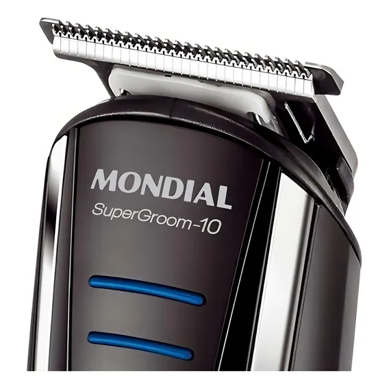Kit Barbeador Aparador De Pelos Mondial Multi Groom 10 Em 1 Cor Preto/azul 110v/220v Foto 1