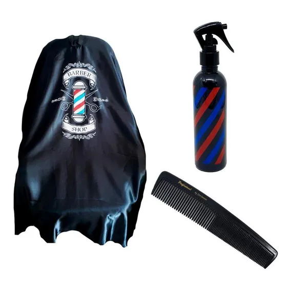 Kit Barbeiro Capa Corte ZĂper + Borrifador + Pente Corte Foto 1