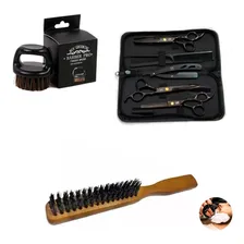 Kit Barbeiro Completo Tesouras P/ Corte Pente Javali Foto  mini 1