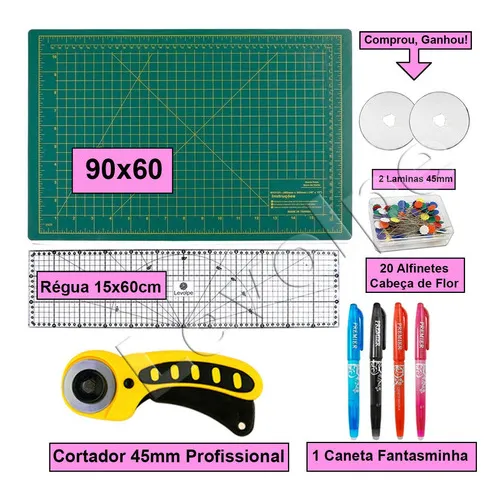 Kit Base De Corte 90x60 + Regua 15x60 +cortador 45mm Foto 1