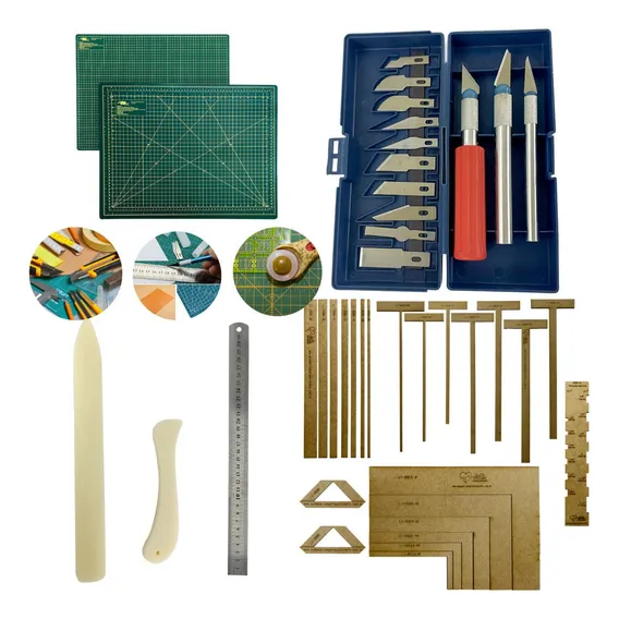 Kit Base De Corte A2 Cartonagem Scrapbook Estilete Régua 60 Cor Base Para Cortar Verde Foto 1