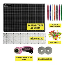 Kit Base Para Corte Patchwork Regua 60 Cortador Tecido 45mm Cor Base Preta2 Foto mini 1