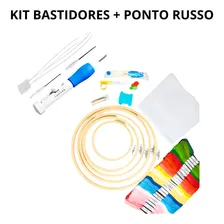 Kit Bastidores Completo P/iniciante Bordado Com Ponto Cruz Foto  mini 1