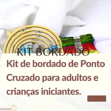 Kit Bastidores Completo P/iniciante Bordado Com Ponto Cruz Foto mini  3