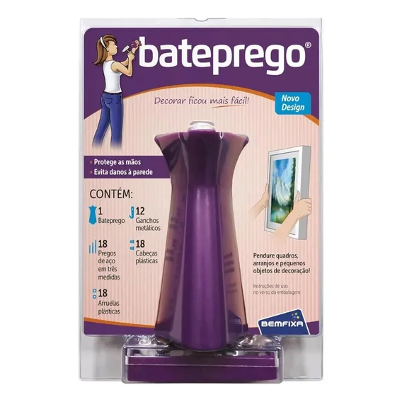 Kit Bateprego - Bemfixa 67 Peças - Pregos Ganchos P/ Quadros Comprimento 12 Cm Foto 1
