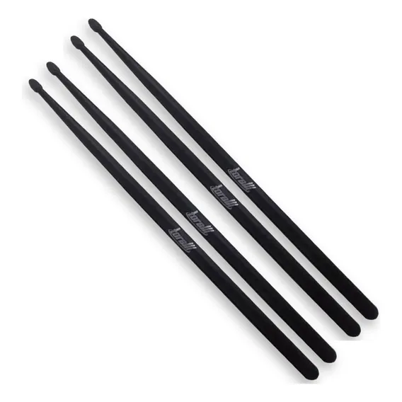 Kit Batera 2 Pares Baquetas Fibra Torelli Tq 020 Preta Foto 1