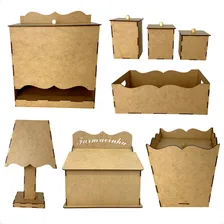 Kit Bebe Higiene Liso Em Mdf Cru 8 Peças Foto mini 1