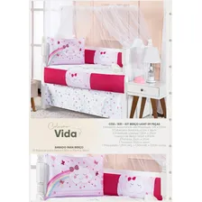 Kit Berço Enxoval Completo Bebê Menina Bordado 9 Peças Rosa Foto mini  2