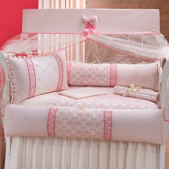 Kit Berço Menina 10 Peças Rosa Antigo Essence+ Saia Cor Charme Foto 1