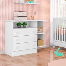 Kit Berço Mini Cama Taís E Cômoda 3g.c/nicho Brilhar Q01 Cor Branco Foto mini  3