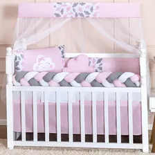 Kit Berço Nuvem Trançado Americano Completo Rosa Menina Foto mini 1