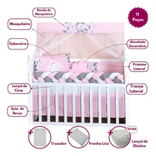 Kit Berço Nuvem Trançado Americano Completo Rosa Menina Foto mini 2
