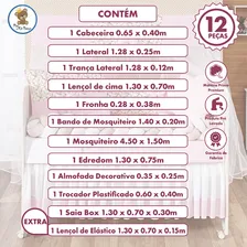 Kit Berço Trança Doce De Bebe Rosa Menina + Lençol 12 Peças Kit Berço Completo Foto mini  3