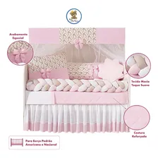 Kit Berço Trança Doce De Bebe Rosa Menina + Lençol 12 Peças Kit Berço Completo Foto mini 4