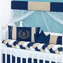 Kit Berço Trança Luxo Coroa Menino Azul 11 Peças + Foto mini 4