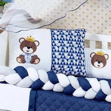 Kit Berço Trança Menino Urso Rei 11 Peças Com Saia Marinho Foto mini  2