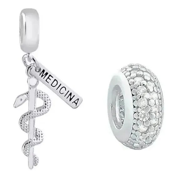 Kit Berloque Profissão + Separador Zircônia Cristal Prata925 Cor Prata Foto 1
