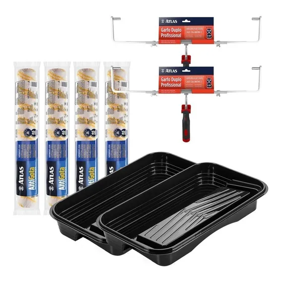 Kit Big Atlas Com 2 Bandeja + 2 Garfo+ 4 Rolo Antigota 46cm Foto 1